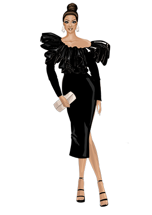 Ninies Naomi Black Dress full sleeve skirt