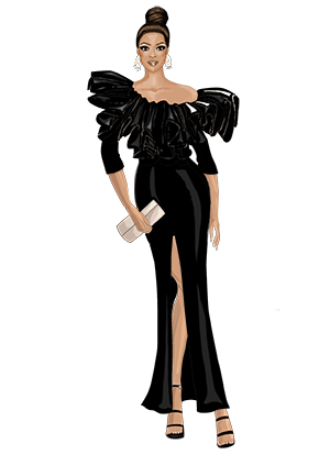 Ninies Naomi Black Dress half sleeve pent