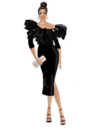 Ninies Naomi Black Dress half sleeve skirt